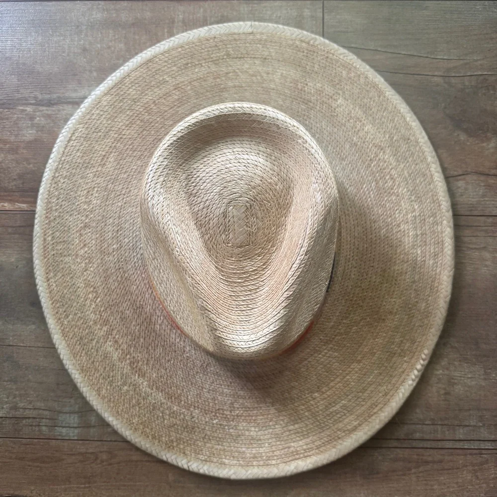 Striped Band Straw Fedora Hat - Natural
